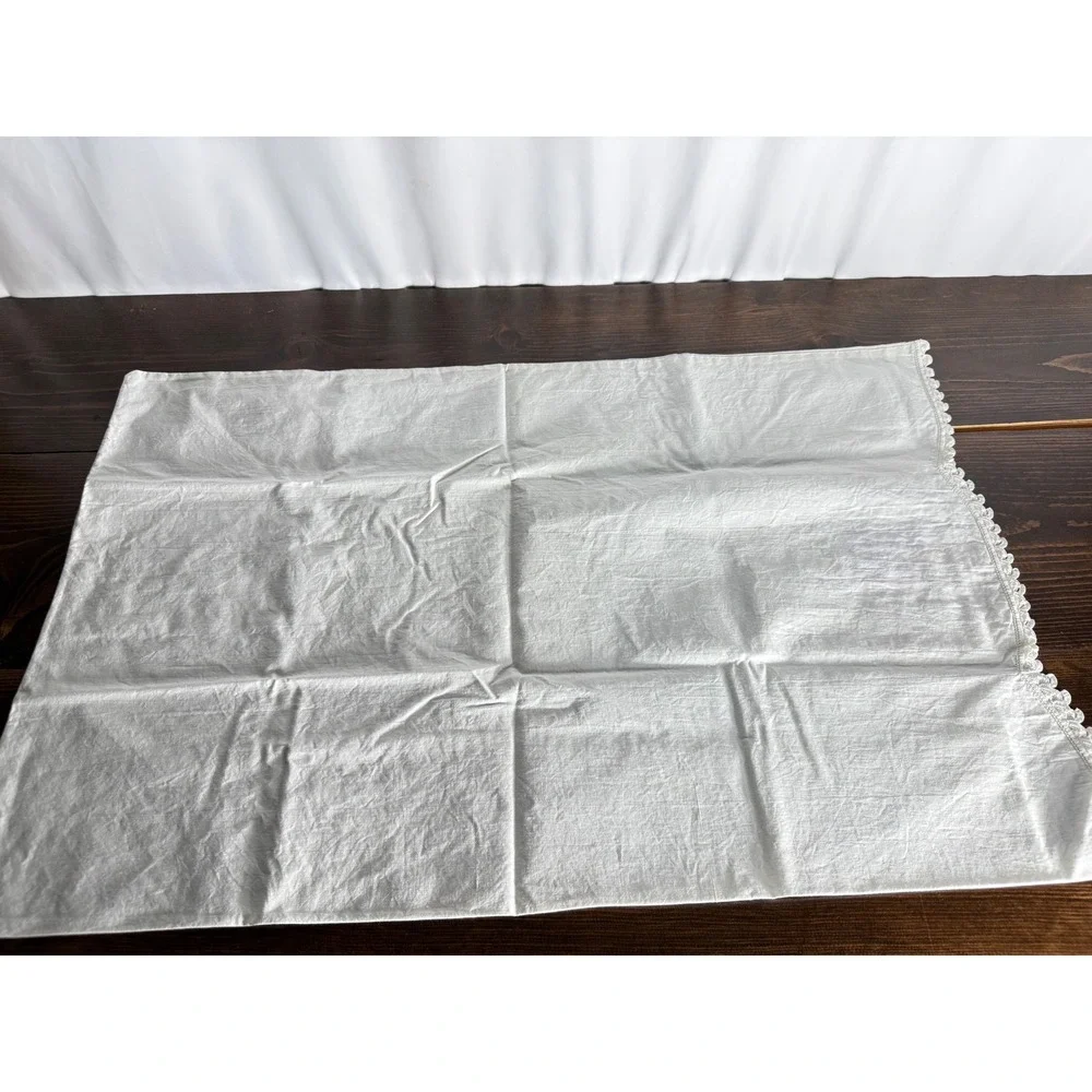 Vintage His and Hers Pillowcase Set Embroidered Floral Pansy Crochet‎ Trim White